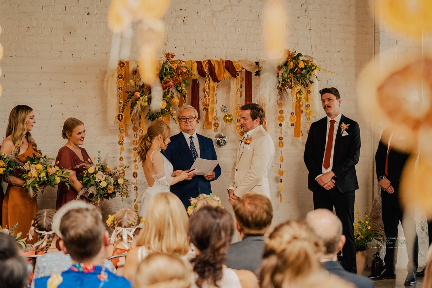 Bride reading her vows to her groom at their wedding ceremony