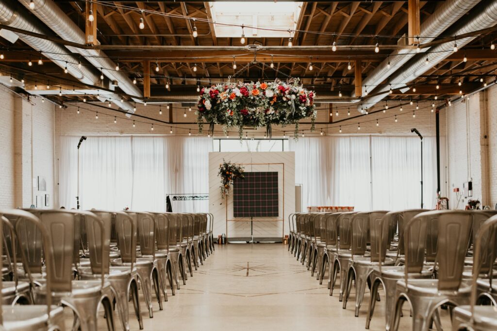 A wedding ceremony at SKYLIGHT in Denver, CO.