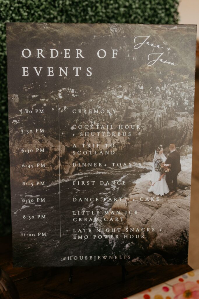 A wedding day program at SKYLIGHT in Denver, CO.