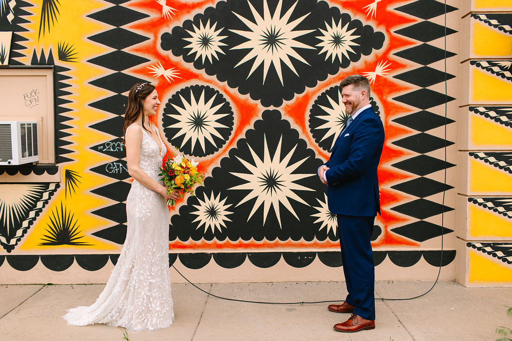 Couple's first look in the Santa Fe Arts District