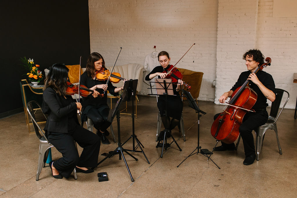 String Quartet performing at SKYLIGHT in Denver, Colorado.