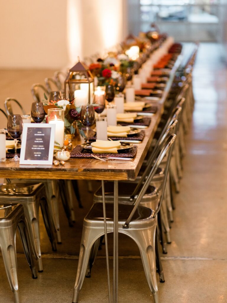 Guest table at holiday party at SKYLIGHT