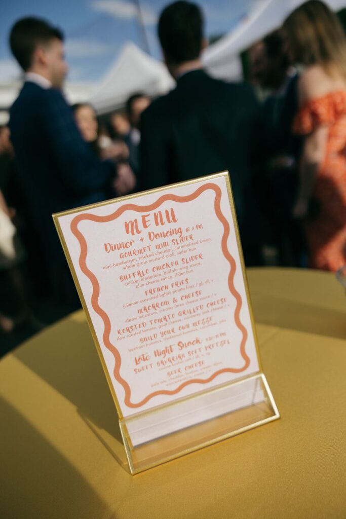 Wedding menu