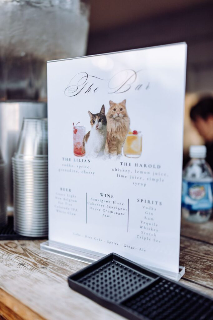 Cat-themed signature drink menu